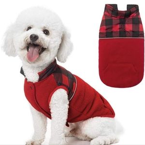 NWT SCIROKKO Red Plaid Polar Fleece Dog Vest Winter Warm Coat Reversible Jacket